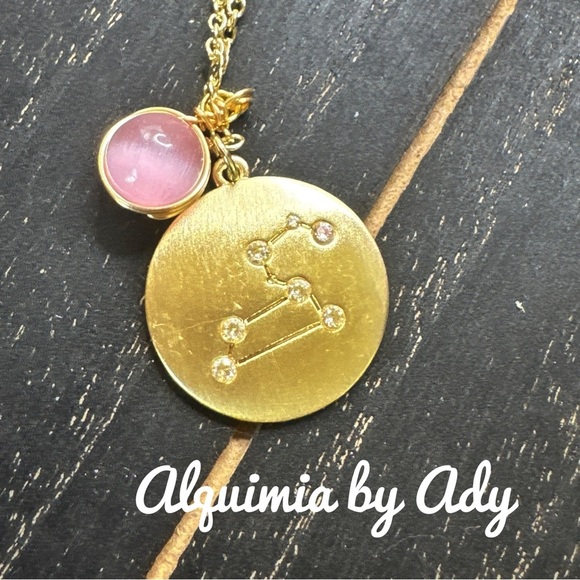 Pink cats eye dainty beaded gold necklace/protection for Leo - Picture 2 of 2